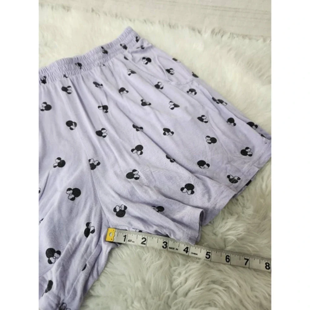 Disney Womens Sleep‎ Shorts Lilac Minnie Mouse Print Elastic Waist Pockets M - Picture 5 of 6